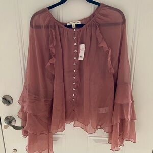 Lucky Brand Mauve Ruffle Blouse